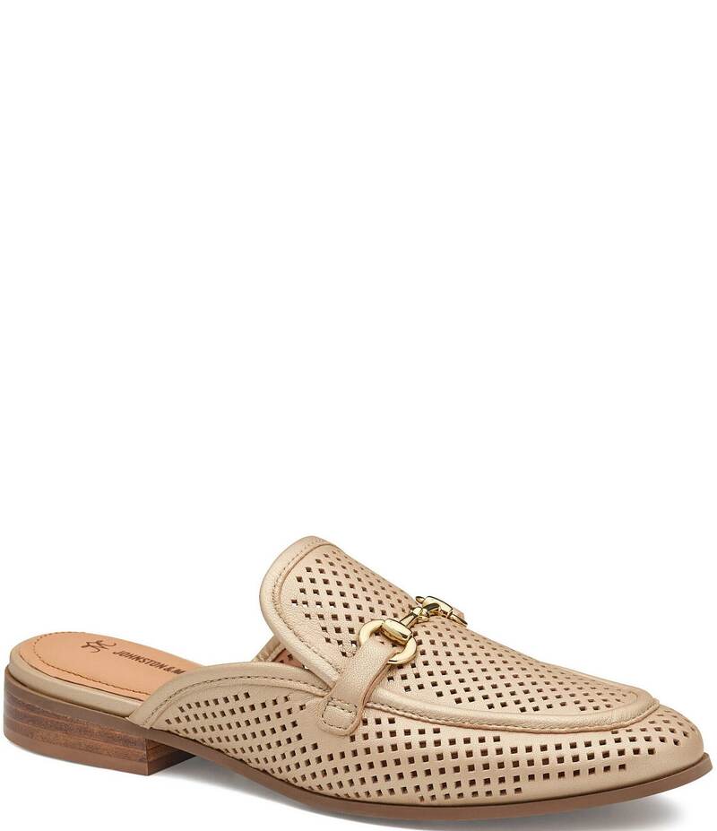 ジョンストンアンドマーフィー レディース シューズ パンプス 置き目毛革 Johnston \u0026 Murphy Women\u0027s Ali Perforated Bit Buckle Mule Loafers Sand 真砂