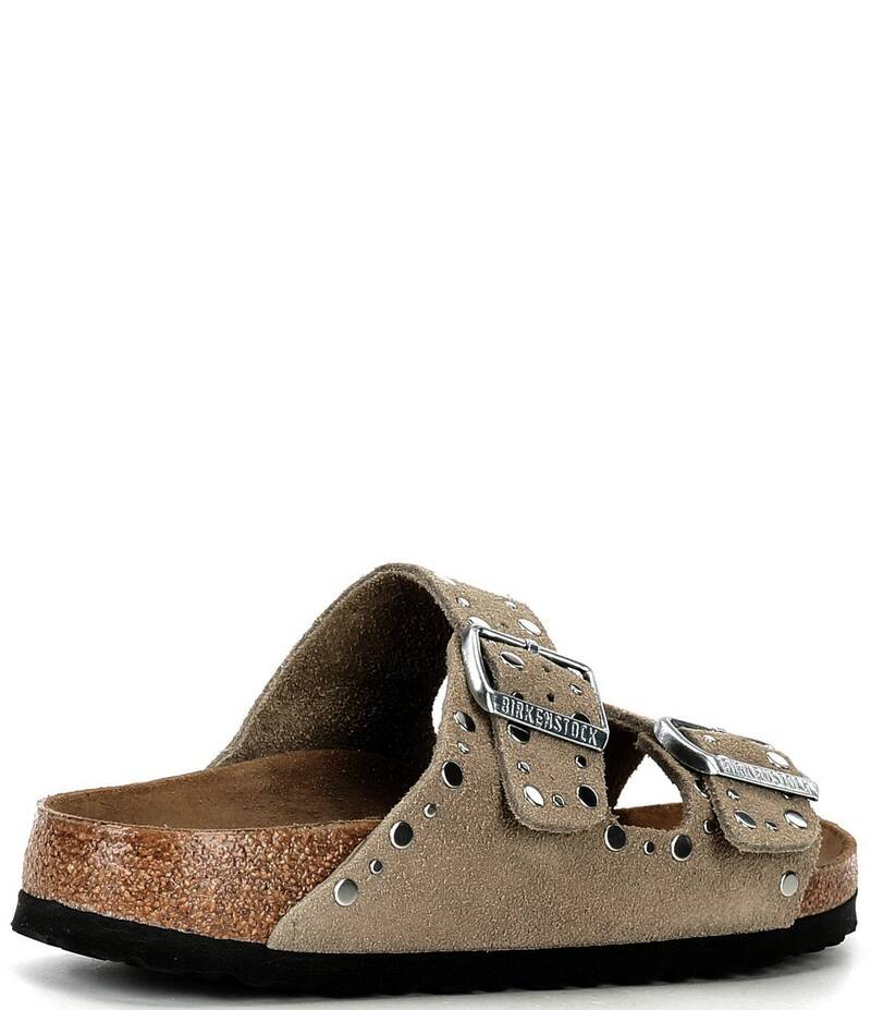 ビルケンシュトック レディース シューズ パンプス サンダル スエードクロス Birkenstock Arizona Suede Rivet Detail Double Banded Slide Sandals Taupe トープ