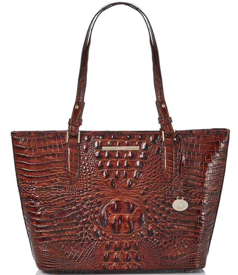 ブランミン レディース バッグ トートバッグ レザー BRAHMIN Melbourne Collection Leather Crocodile-Embossed Medium Asher Tote Bag Pecan
