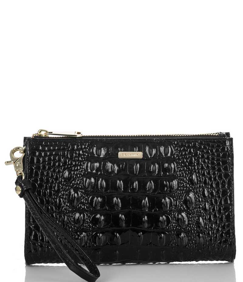 ブランミン レディース 付属品 紙入れ BRAHMIN Melbourne Collection Crocodile-Embossed Daisy Wristlet Black 黒いこと
