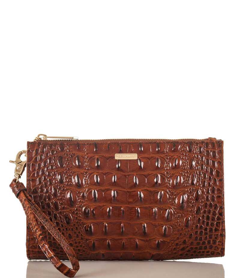 ブランミン レディース アクセサリー 財布 BRAHMIN Melbourne Collection Crocodile-Embossed Daisy Wristlet Pecan