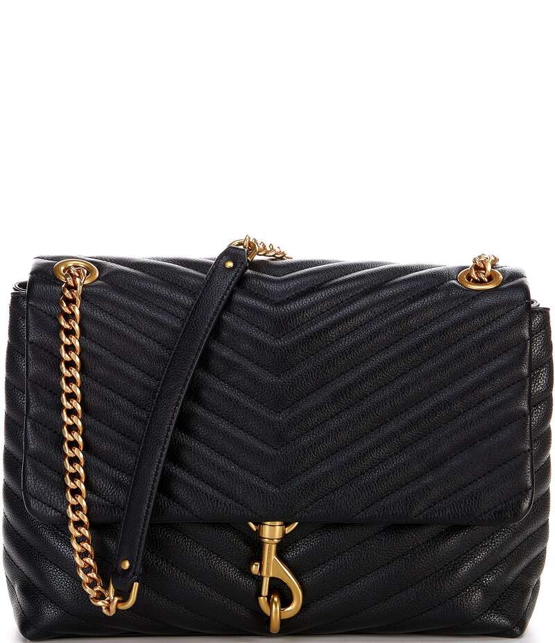 レベッカミンコフ レディース バッグ ショルダーバッグ キルティング レザー REBECCA MINKOFF Edie Chevron Quilted Leather Shoulder Bag Black ブラック|ReVida 店