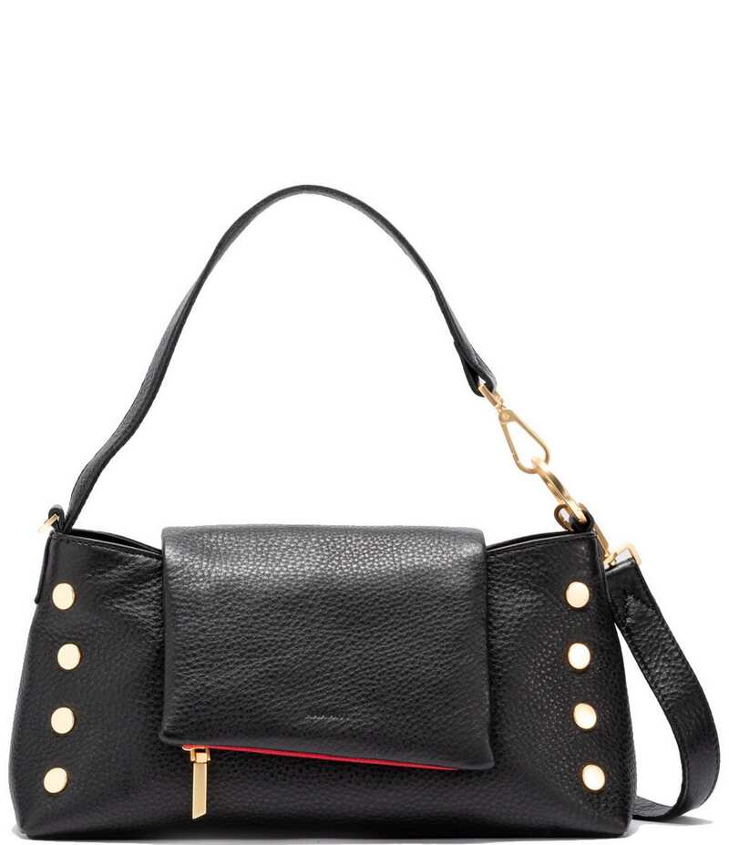 ハミット レディース バッグ ショルダーバッグ レザー Hammitt VIP Satchel Studded Brushed Gold Leather Shoulder Bag Black/Brushed Gold/Red Zipper ブラック