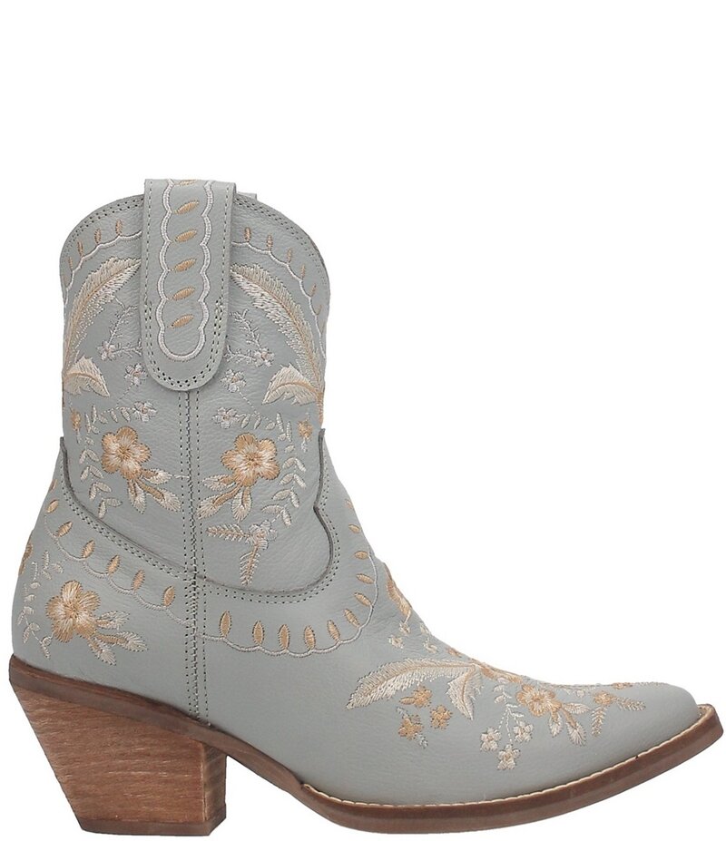 ディンゴ レディース シューズ ブーツ・レインブーツ フラワー柄 刺繍 ブーツ レザー フラワー Dingo Primrose Leather Feather & Floral Embroidered Western Booties Blue ブルー