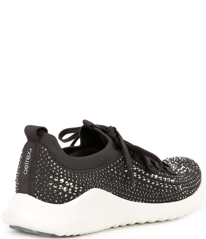 エイトレックス レディース シューズ スニーカー 編み物 Aetrex Carly Sparkle Knit Rhinestone Embellished Sneakers Pewter ピューター