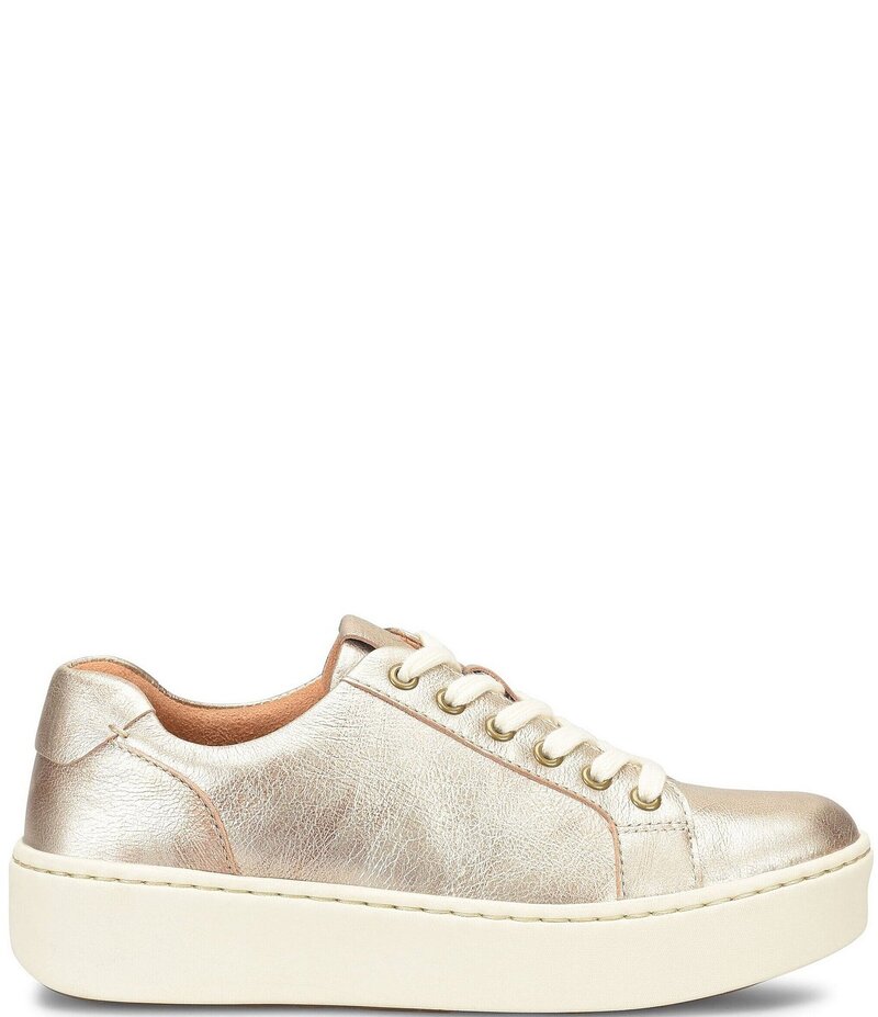 ボーン レディース シューズ スニーカー プラットホーム なめし革 Born Mira Leather Platform Sneakers Light Gold ゴールド