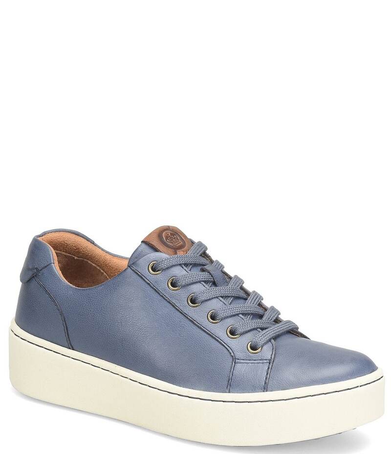 ボーン レディース シューズ スニーカー プラットホーム なめし革 Born Mira Leather Platform Sneakers Marine Navy 米国海軍