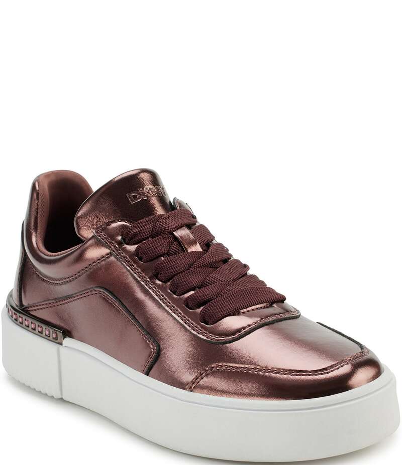 ダナキャラン レディース ボトムス カジュアルパンツ プラットフォーム トール スニーカー レース レザー DKNY by Donna Karan Beverley Metallic Leather Lace Up Platform Sneakers Antique Rose メタリック｜ReVida 店