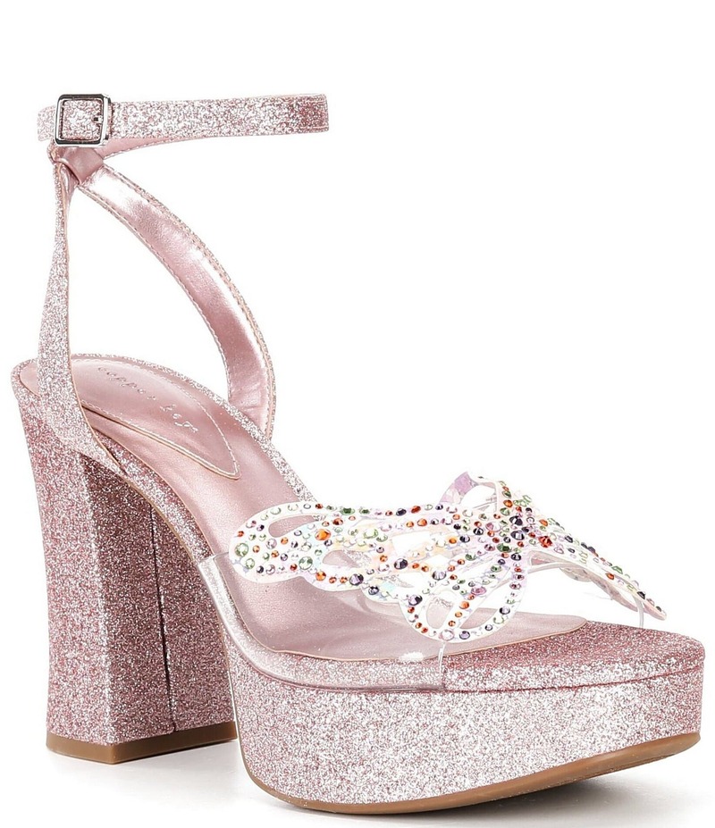 カッパーキー レディース シューズ サンダル プラットフォーム Copper Key Marigold Butterfly Rhinestone Platform Dress Sandals Bright Pink ピンク