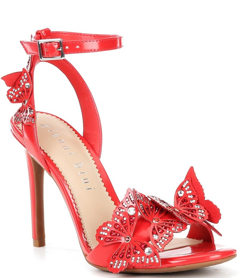ジャンビニ レディース シューズ サンダル Gianni Bini Orlenna Patent Butterfly Embellished Dress Sandals Eclipse Red レッド