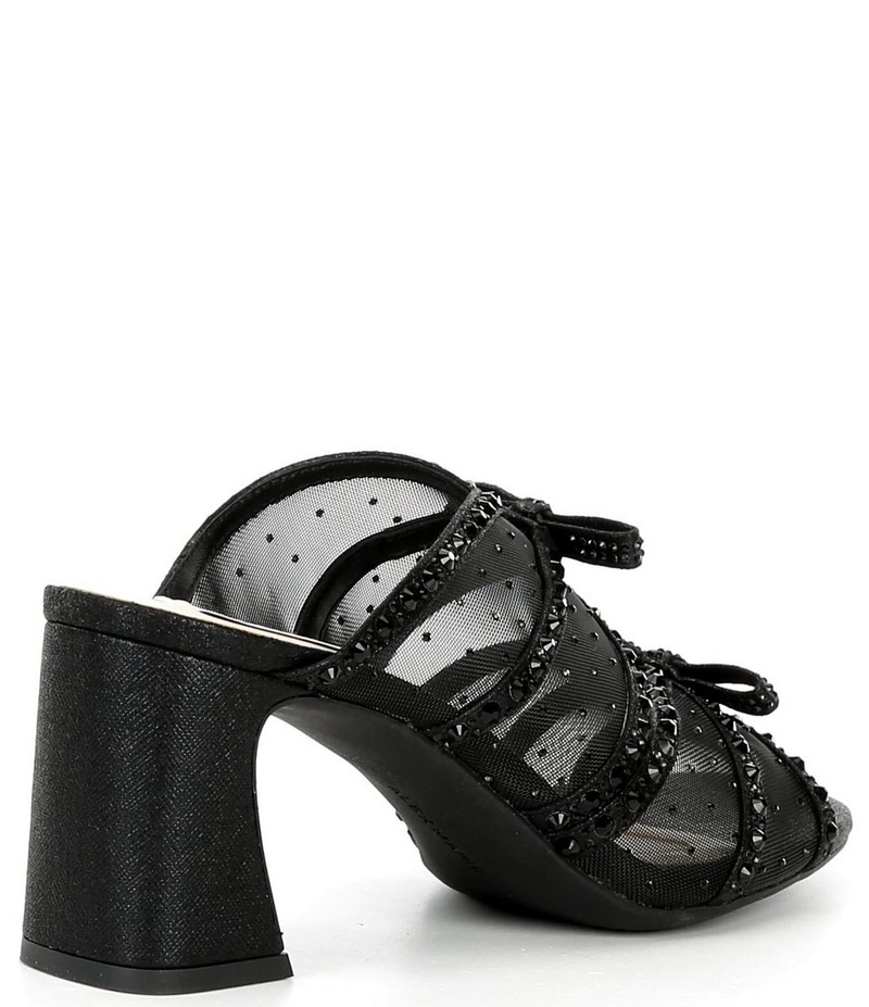 アレックスマリー レディース シューズ サンダル メッシュ Alex Marie EvelynTwo Mesh Rhinestone Double Bow Dress Slide Sandals Black ブラック