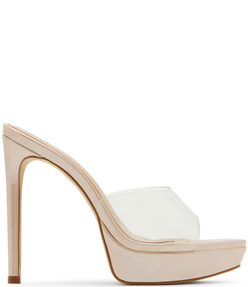 スティーブ マデン レディース シューズ サンダル プラットフォーム Steve Madden Motel Clear Platform Stiletto Dress Slide Sandals Blush ブラッシュ