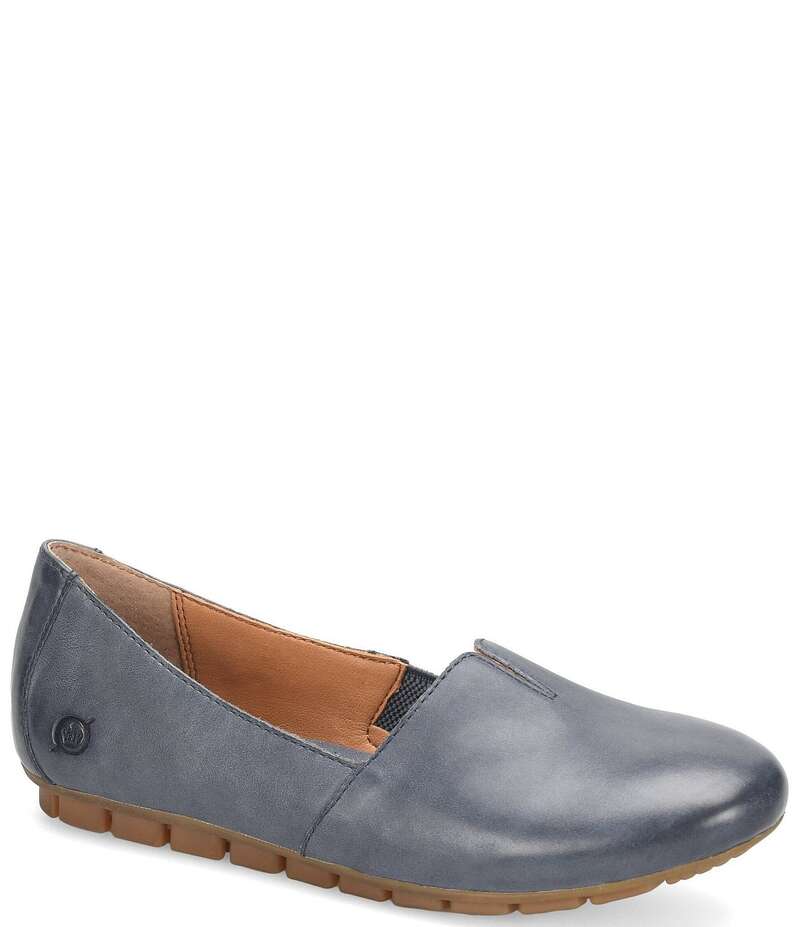 ボーン レディース シューズ パンプス レザー Born Sebra Leather Slip-Ons Dark Blue ブルー