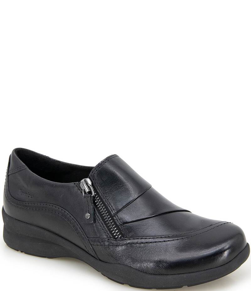 ジャンブー レディース ボトムス カジュアルパンツ スニーカー レザー Jambu Thea Leather Side Zip Slip On Sneakers Black ブラック｜ReVida 店