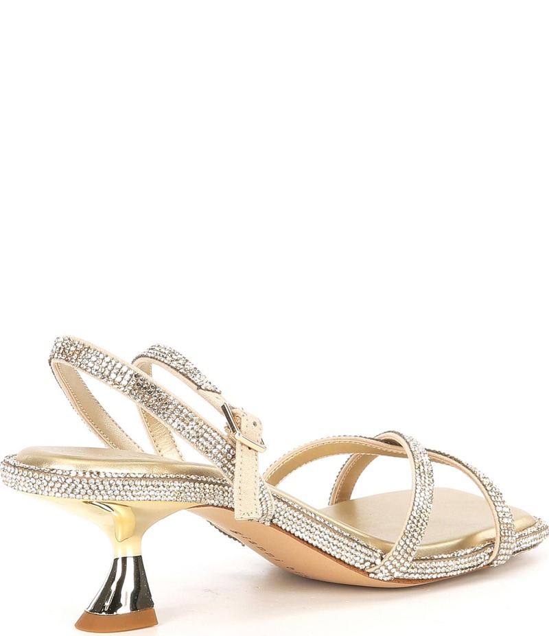 ジャンビニ レディース シューズ サンダル ヒール Gianni Bini Alyx Rhinestone Strappy Kitten Heel Dress Sandals Sand Gold サンド
