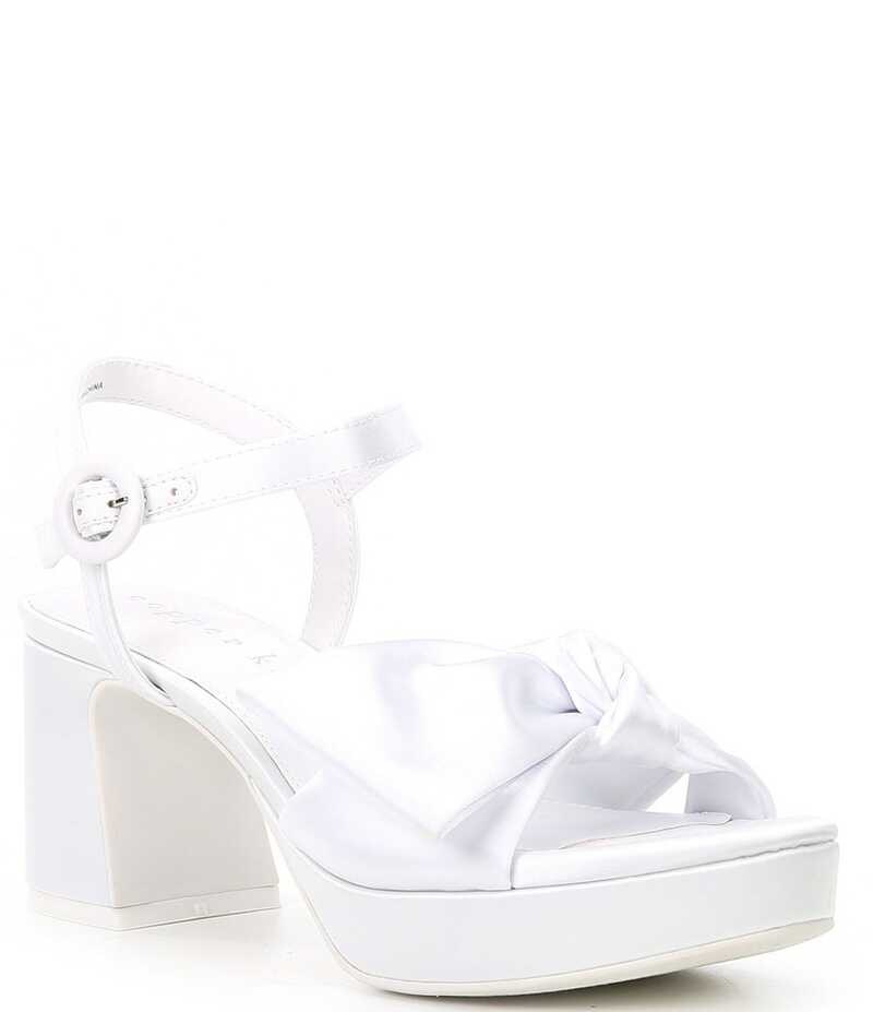 カッパーキー レディース シューズ サンダル プラットフォーム サテン Copper Key Lux Satin Bow Platform Dress Sandals White ホワイト