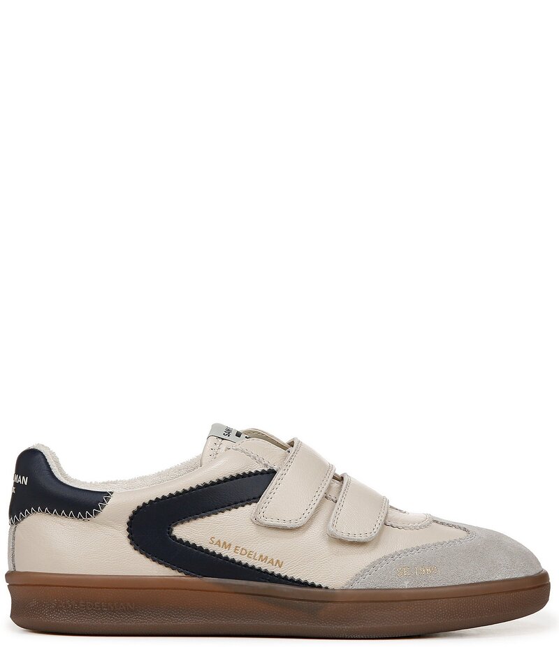 サムエデルマン レディース ボトムス カジュアルパンツ スニーカー スエード レザー Sam Edelman Talia Gum Sole Leather Suede Dual Strap Street Retro Sneakers Ivory Hazel/Stone Grey アイボリー