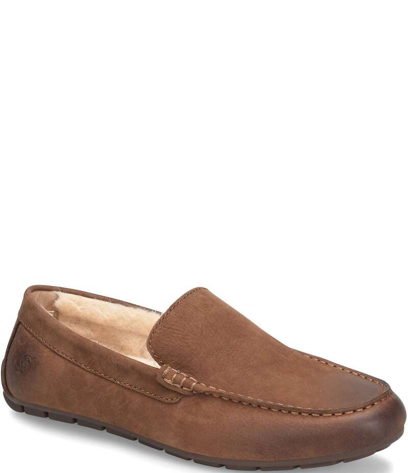 ボーン メンズ シューズ スリッポン・ローファー レザー Born Men's Allan Shearling Nubuck Leather Slip-Ons Carafe｜ReVida 店