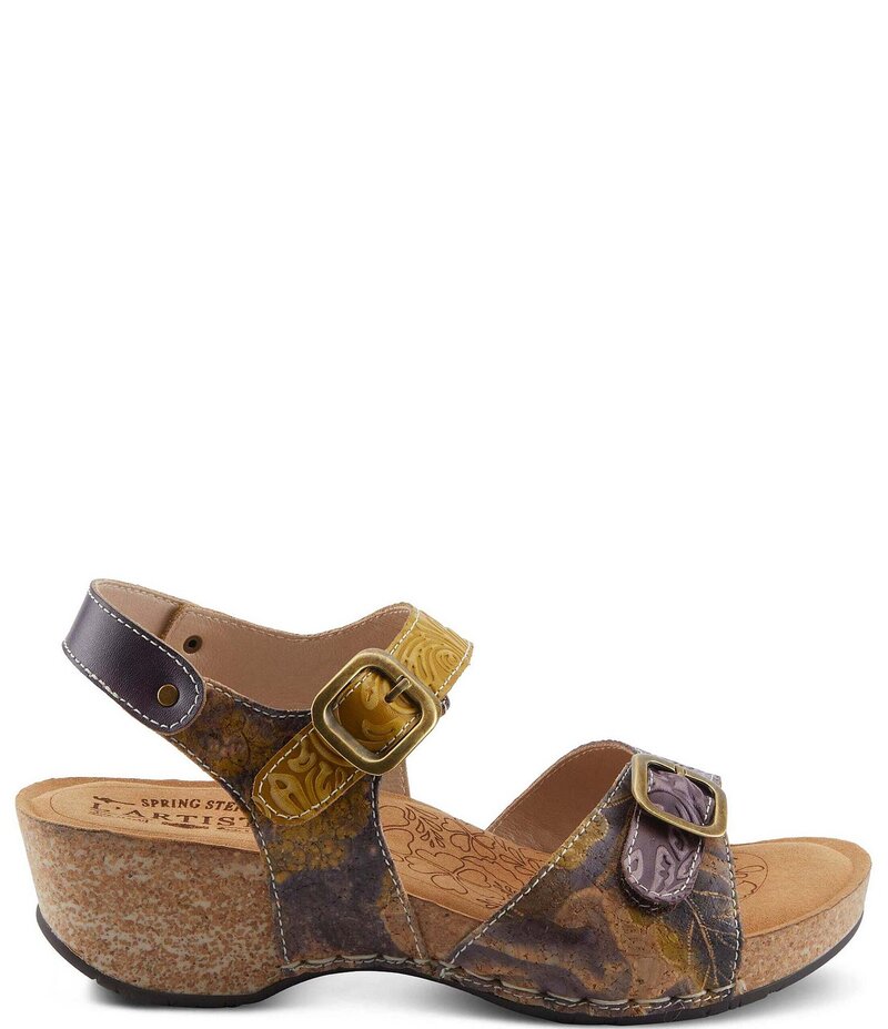ラリティステ レディース シューズ サンダル フラワー柄 プリント レザー フラワー L'ARTISTE Osuna Floral Print Cork Embossed Leather Sandals Purple Multi パープル