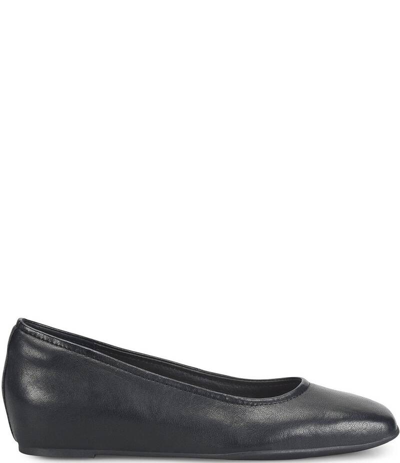 ソフト レディース シューズ サンダル レザー Sofft Poppy Leather Slip On Ballet Wedge Pumps Black ブラック