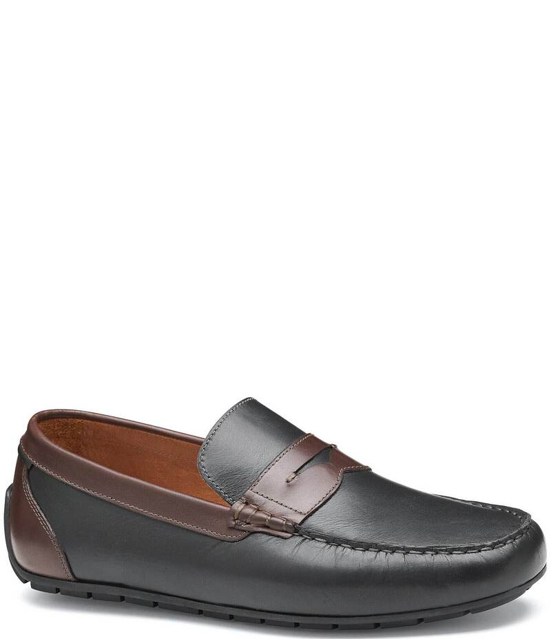 【送料無料】 ジョンストンアンドマーフィー メンズ スリッポン・ローファー シューズ Men's Beck Leather Slip On Penny Loafers Black/Mahogany画像