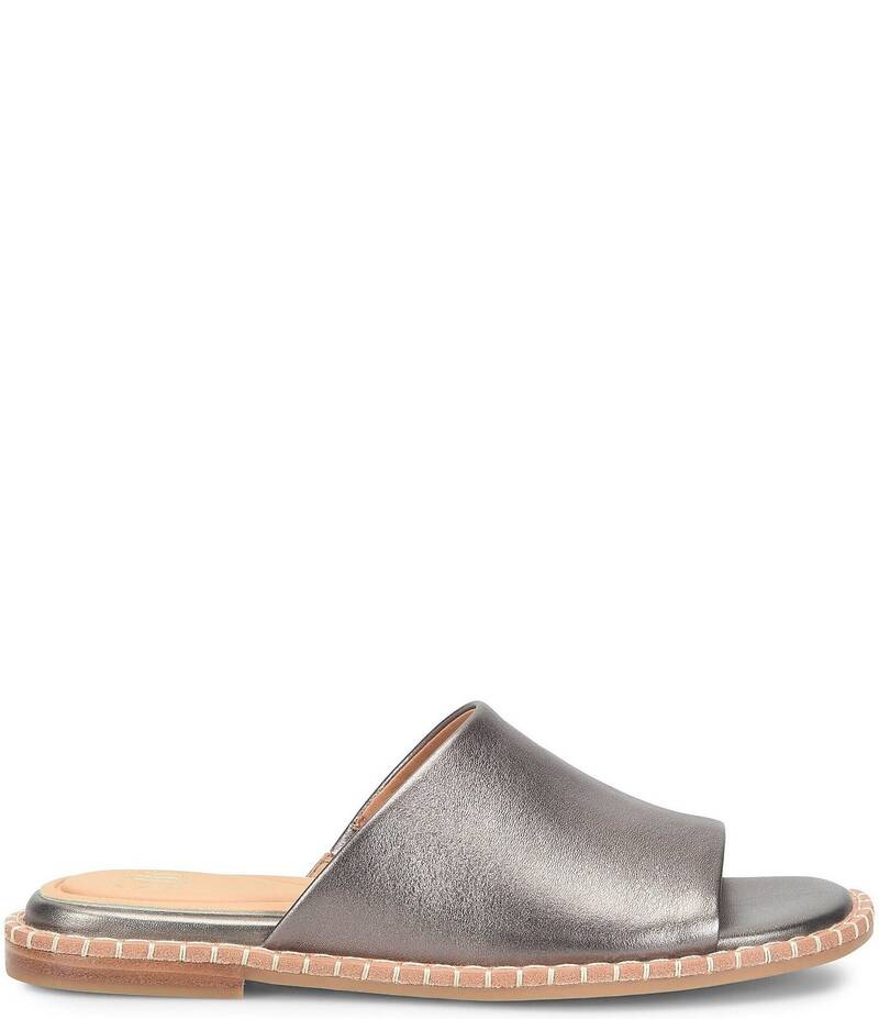 ソフト レディース シューズ パンプス レザー Sofft Noble II Leather Blanket Stitch Slides Dark Pewter ピューター