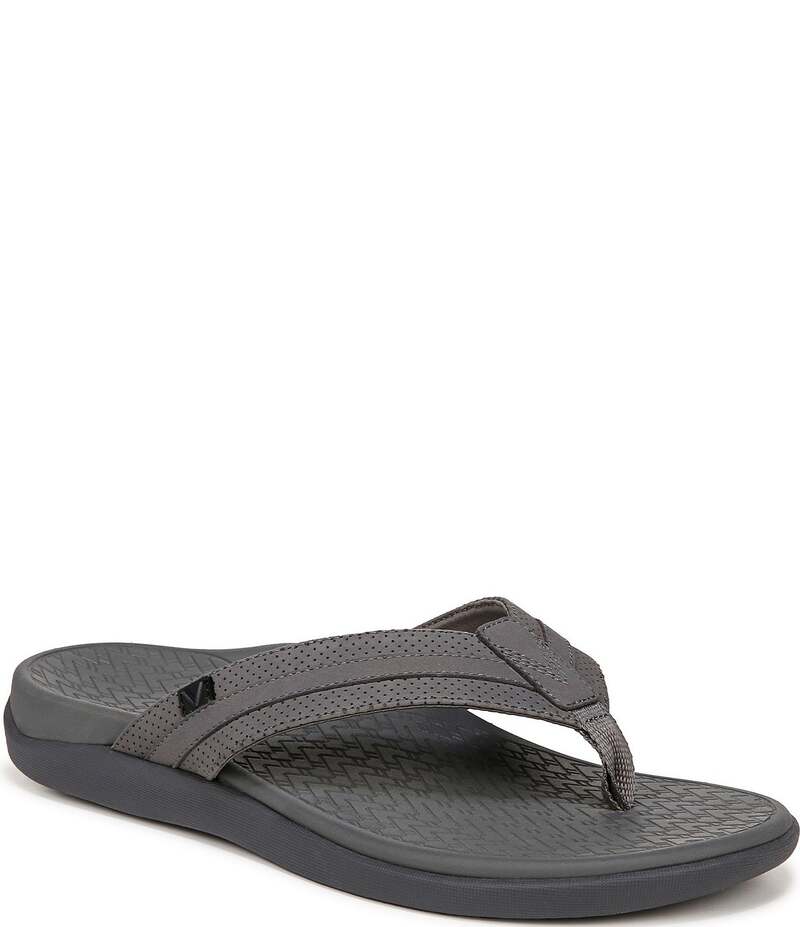 バイオニック メンズ シューズ サンダル スエード Vionic Men Tide II Nubuck Suede Toe Post Sandals Charcoal Grey チャコール