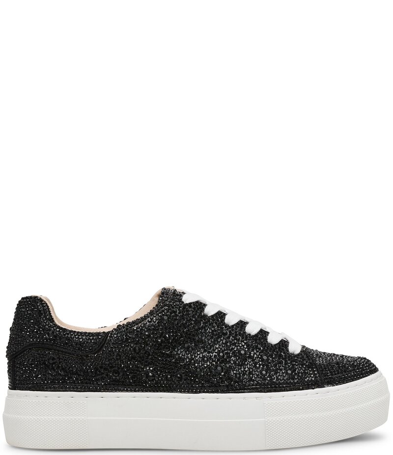 ベッツィジョンソン レディース シューズ スニーカー プラットホーム スピード競技 Blue by Betsey Johnson Sidny Rhinestone Embellished Family Matching Platform Lace Up Sneakers Black 黒いこと