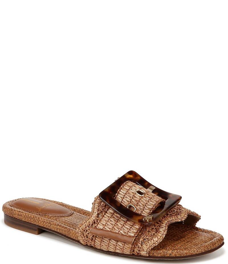 サムエデルマン レディース シューズ パンプス サンダル Sam Edelman Bambi Raffia Oversized Buckle Detail Slide Sandals Cuoio