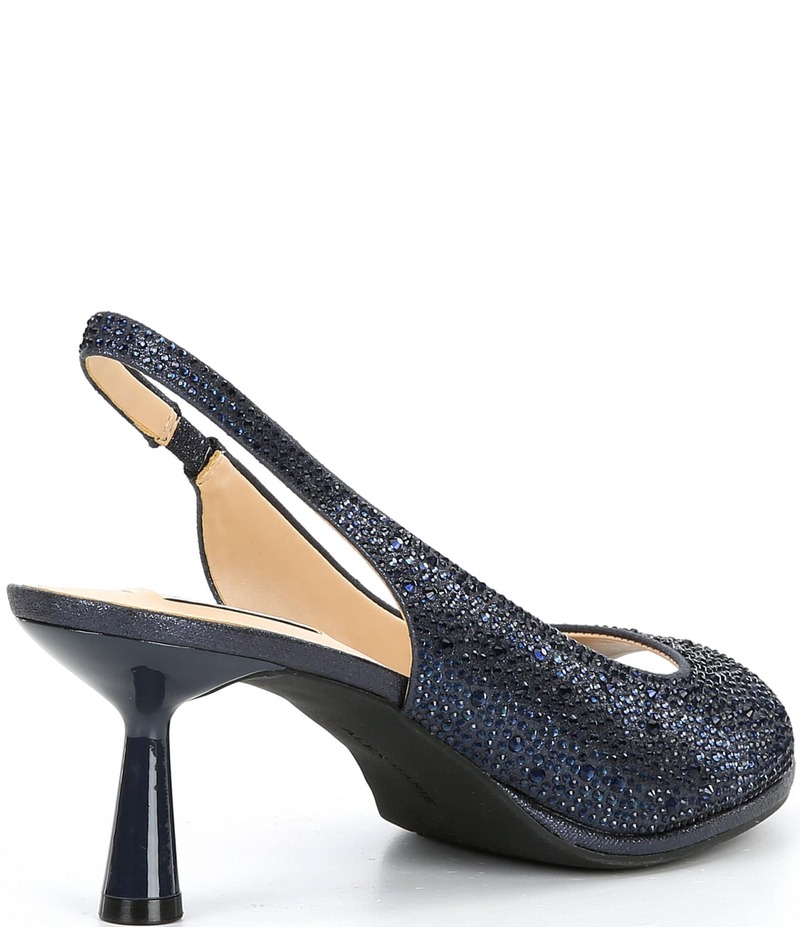 アレックスマリー レディース シューズ サンダル Alex Marie Florenze Rhinestone Peep Toe Slingback Dress Sandals Seaport Navy ネイビー｜ReVida 店