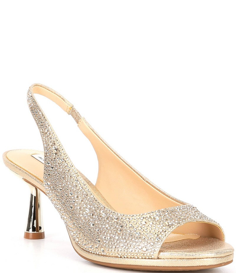 アレックスマリー レディース シューズ サンダル Alex Marie Florenze Rhinestone Peep Toe Slingback Dress Sandals Soft Gold ゴールド|ReVida 店