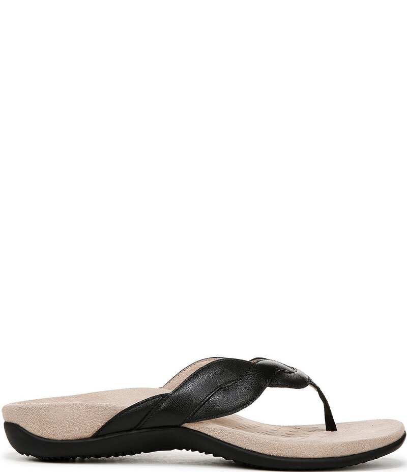 バイオニック レディース シューズ パンプス サンダル なめし革 Vionic Bella Braid Leather Thong Sandals Black 黒いこと パンプス-レディース靴-靴