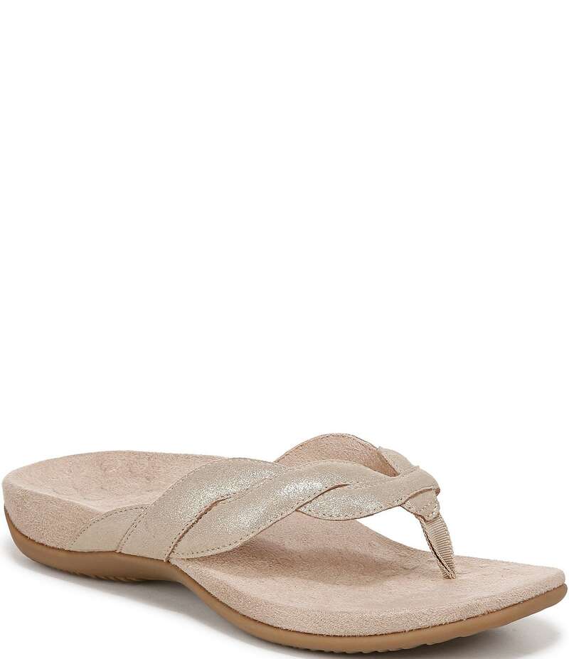 バイオニック レディース シューズ パンプス サンダル レザー Vionic Bella Braid Leather Thong Sandals Gold ゴールド