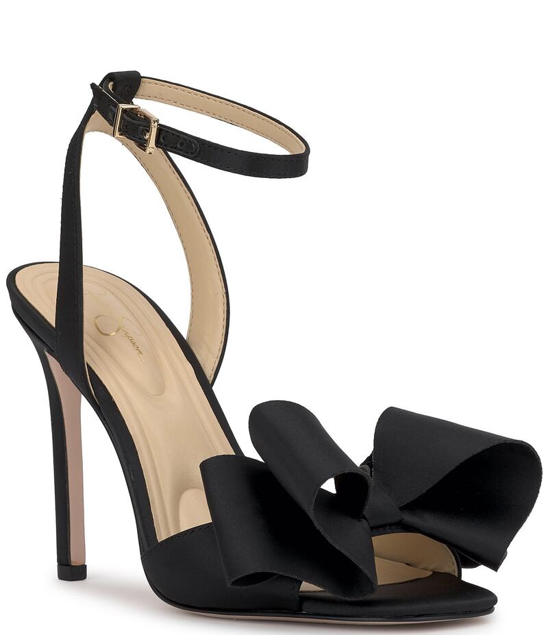 ジェシカシンプソン レディース シューズ サンダル サテン Jessica Simpson Olivine Satin Bow Dress Sandals Black ブラック