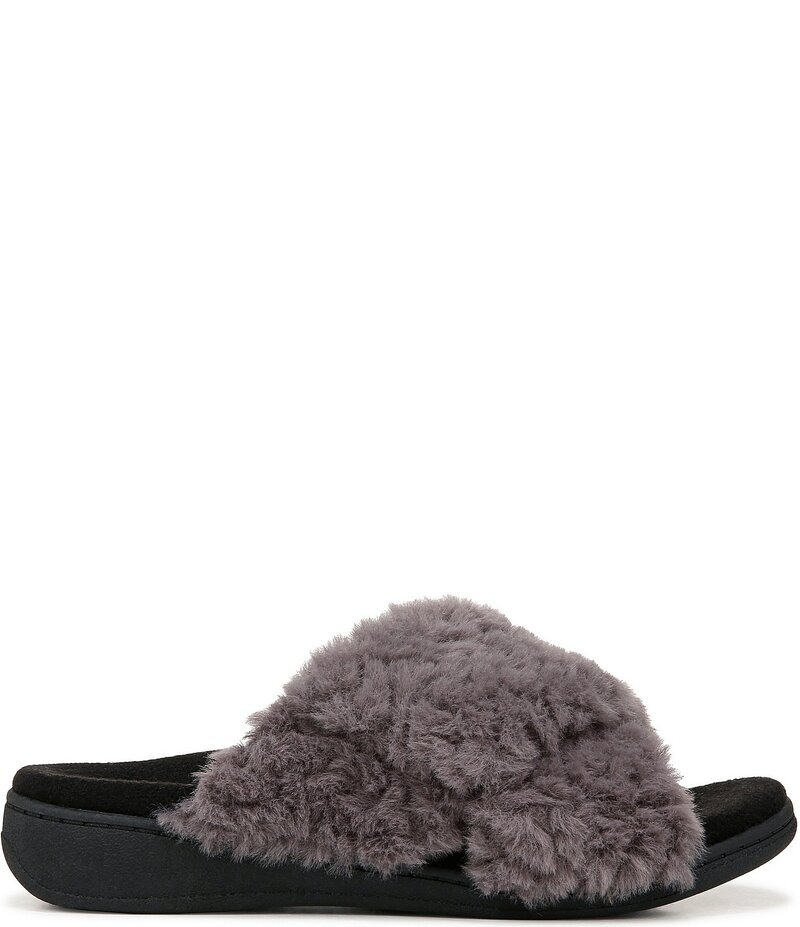 バイオニック レディース シューズ サンダル Vionic Relax II Chevron Faux Fur Slide Slippers Charcoal チャコール