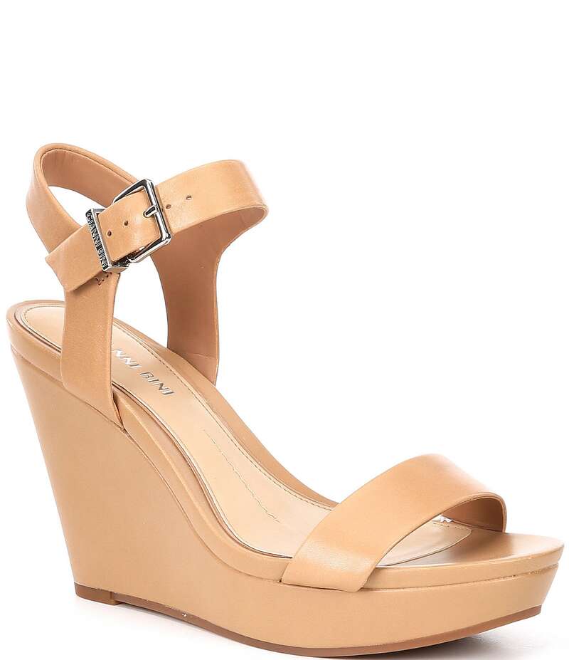 ジャンビニ レディース シューズ サンダル プラットフォーム レザー Gianni Bini Telmma Leather Family Matching Platform Wedge Sandals Dark Sierra Tan タン