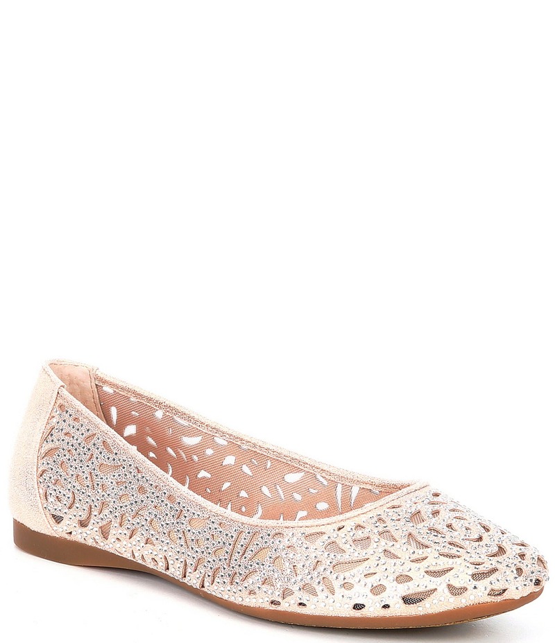 アレックスマリー レディース シューズ パンプス トール Alex Marie Altana Metallic Laser-Cut Rhinestone Flats Rose Gold ゴールド