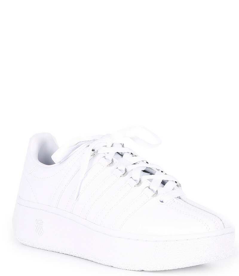 ケースイス レディース ボトムス カジュアルパンツ プラットフォーム スニーカー レザー K-Swiss Women's Classic VN Leather Retro Platform Sneakers White/White ホワイト