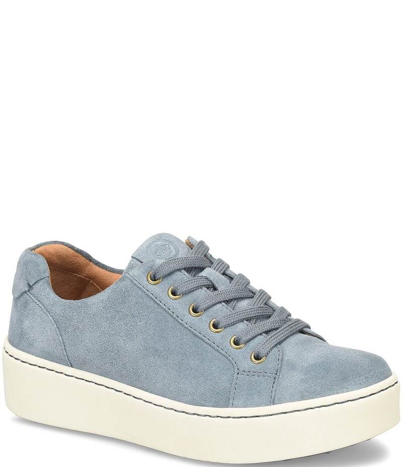 ボーン レディース シューズ スニーカー プラットフォーム スエード Born Mira Distressed Suede Platform Sneakers Light Blue ブルー