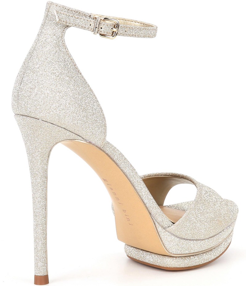 ジャンビニ レディース シューズ サンダル プラットフォーム アンクル Gianni Bini Nessie Glitter Ankle Strap Platform Dress Sandals Sand Gold サンド