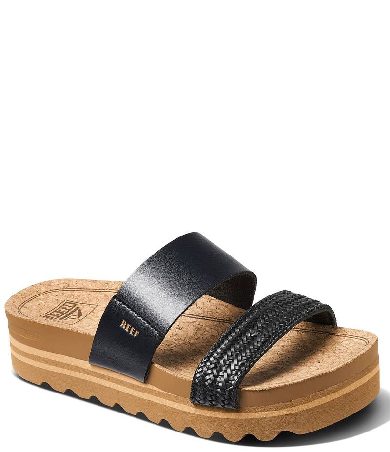 リーフ レディース シューズ パンプス プラットフォーム Reef Women's Cushion Vista Hi Braided Strap Platform Slides Black ブラック｜ReVida 店