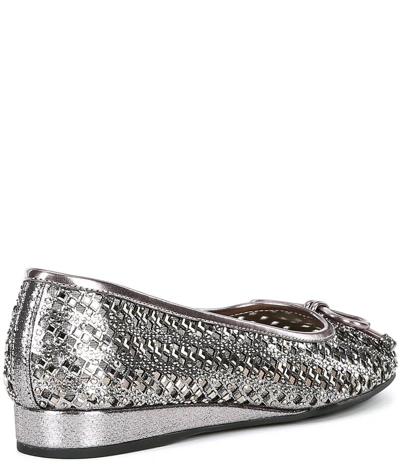 アレックスマリー レディース シューズ パンプス ミニ Alex Marie Fiore Rhinestone Woven Bow Detail Mini Wedge Flats Dark Pewter ピューター｜ReVida 店 21,286円