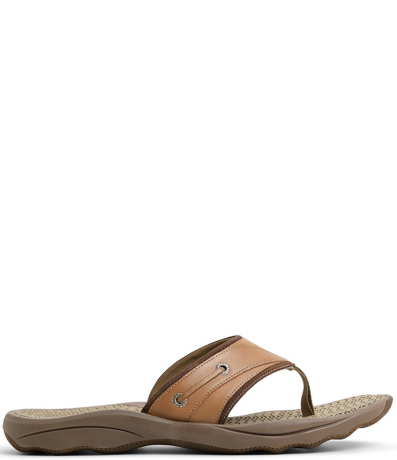 スペリー メンズ シューズ サンダル レザー Sperry Men's Outer Banks Leather Flip Flops Medium Beige ベージュ