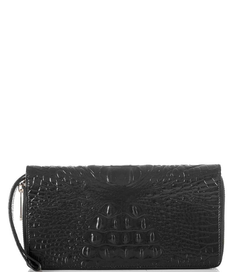 ブランミン レディース 付属品 紙入れ BRAHMIN Melbourne Collection Skyler Crocodile-Embossed Travel Wallet Black 黒いこと