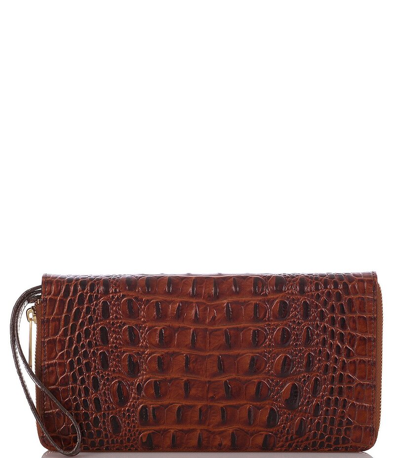 ブランミン レディース 付属品 紙入れ BRAHMIN Melbourne Collection Skyler Crocodile-Embossed Travel Wallet Pecan