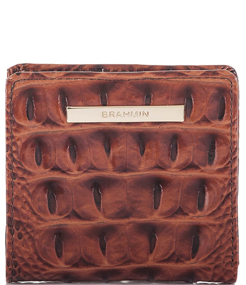 ブランミン レディース 佩び物 札入れ ミニ なめし革 BRAHMIN Melbourne Collection Leather Crocodile-Embossed Jane Mini Bifold Snap Wallet Pecan