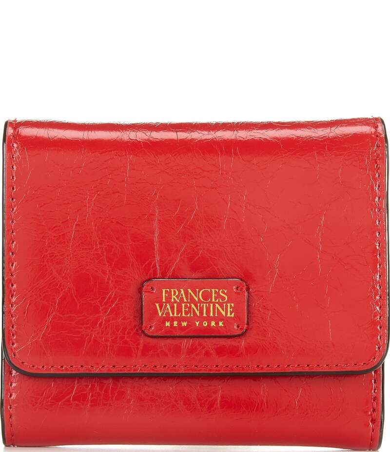 フランセスバレンタイン レディース 付属品 紙入れ なめし革 FRANCES VALENTINE Perfect Crinkle Leather Wallet Red 赤いこと