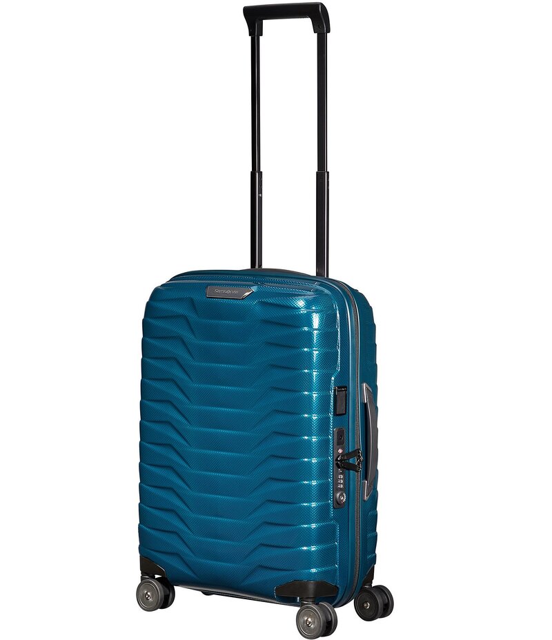 サムソナイト レディース 御徒面子 旅行バッグ Samsonite Proxis Global Carry-On Spinner Suitcase Petrol Blue 青色