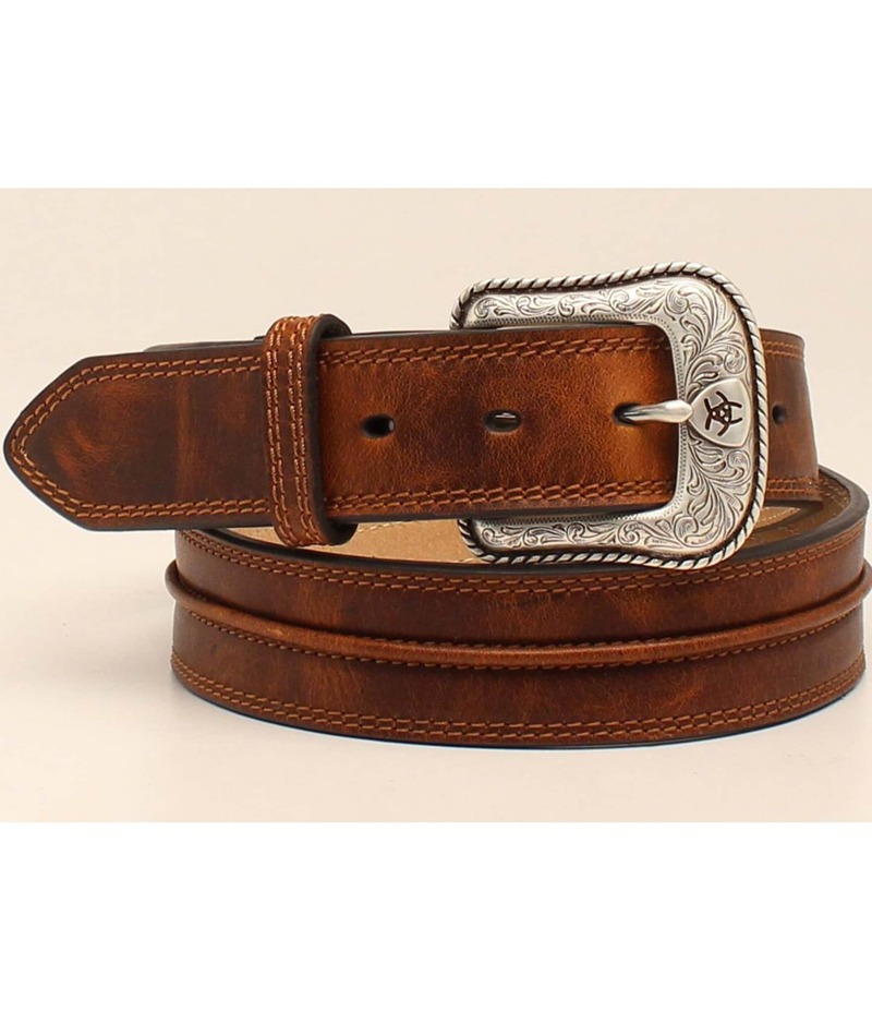 アリアト メンズ アクセサリー ベルト レザー Ariat Belt Center Bump Leather Belt Medium Brown ブラウン