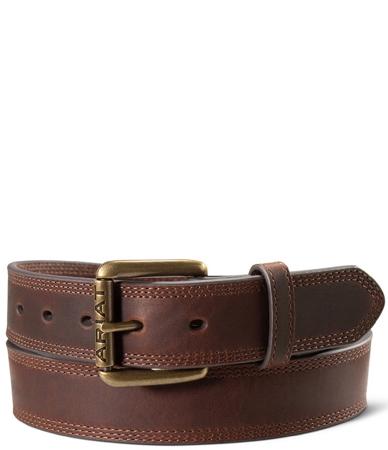 アリアト メンズ アクセサリー 帽子 レザー Ariat Work Tonal Triple Stitch Leather Belt Brown ブラウン